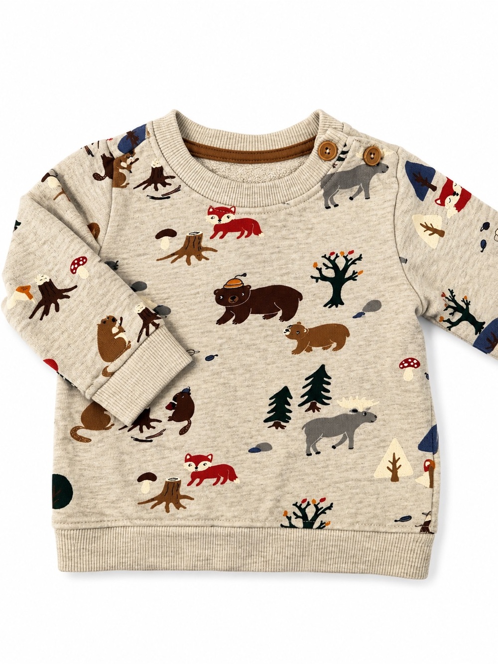 H&M Beige Kids Sweatshirt with Woodland Animal Print